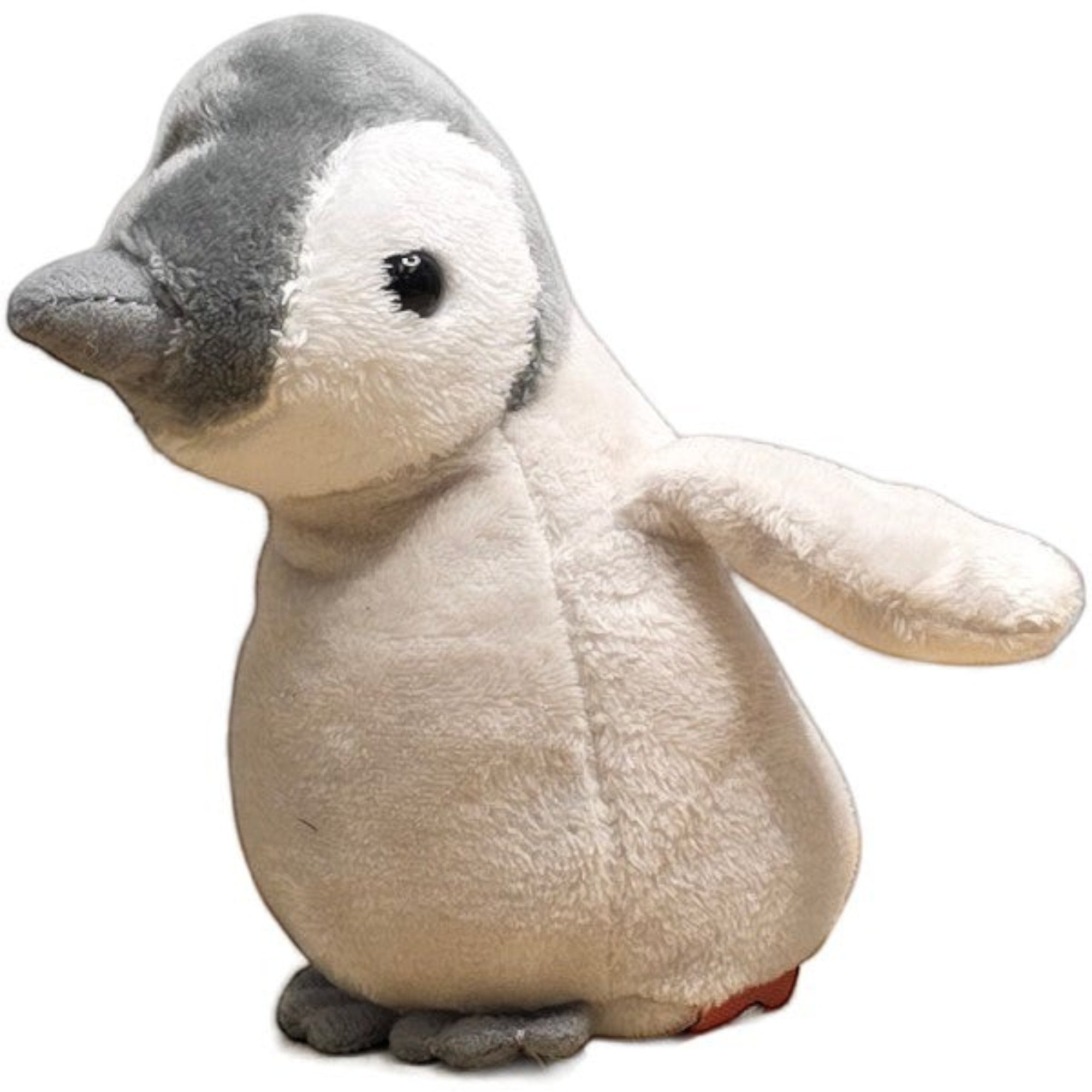Penguroo® Gifts Inc. plush baby penguin toy, 5 inches, grey and white soft fuzzy material, with joke book included.