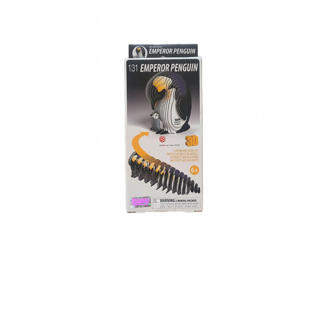 Penguroo® Gifts Inc. Emperor Penguin 3D Cardboard Model Kit with baby penguin, pre-cut pieces, no glue needed, ages 6+