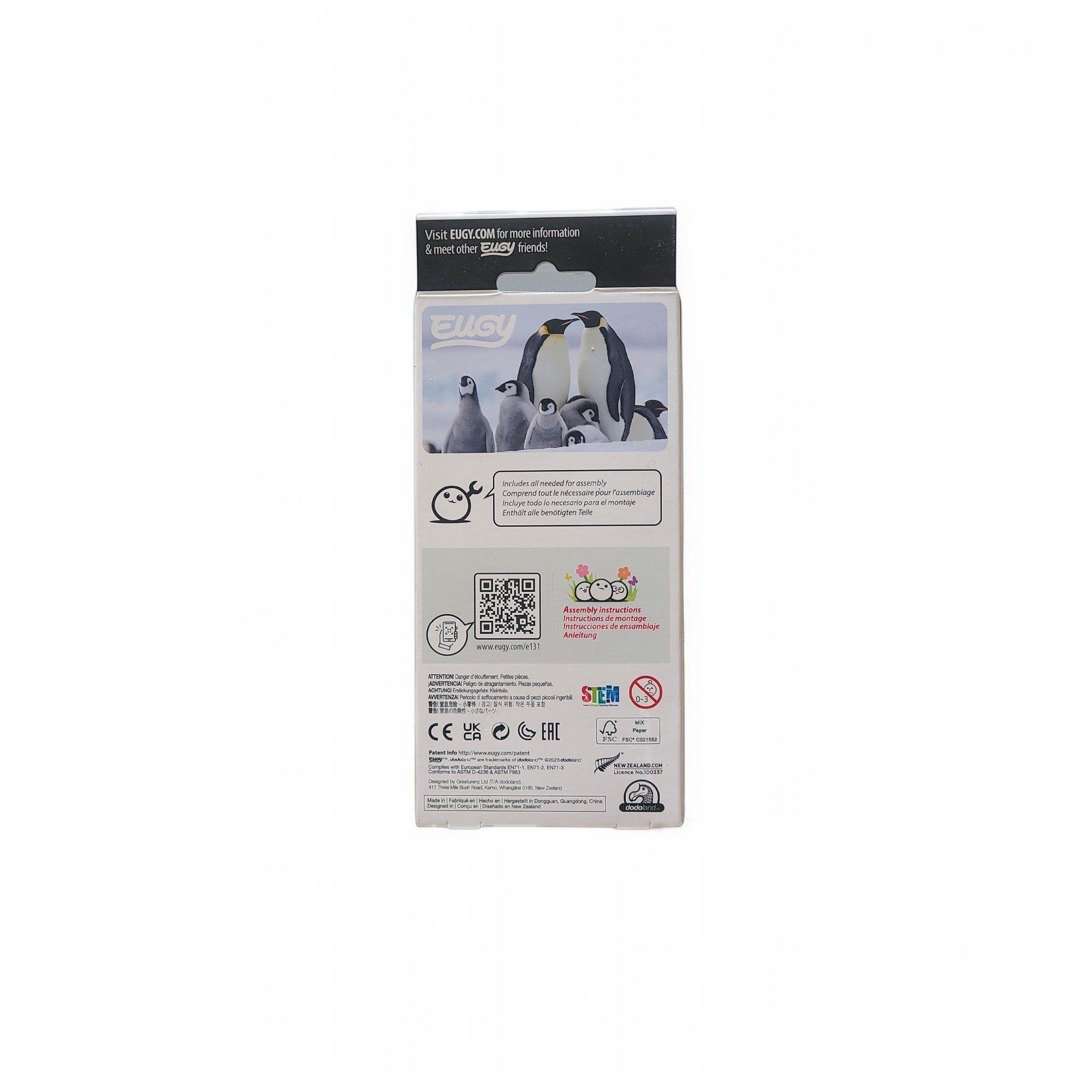 Penguroo® Gifts Inc. Emperor Penguin 3D cardboard model kit with baby penguin, pre-cut pieces, no glue needed.