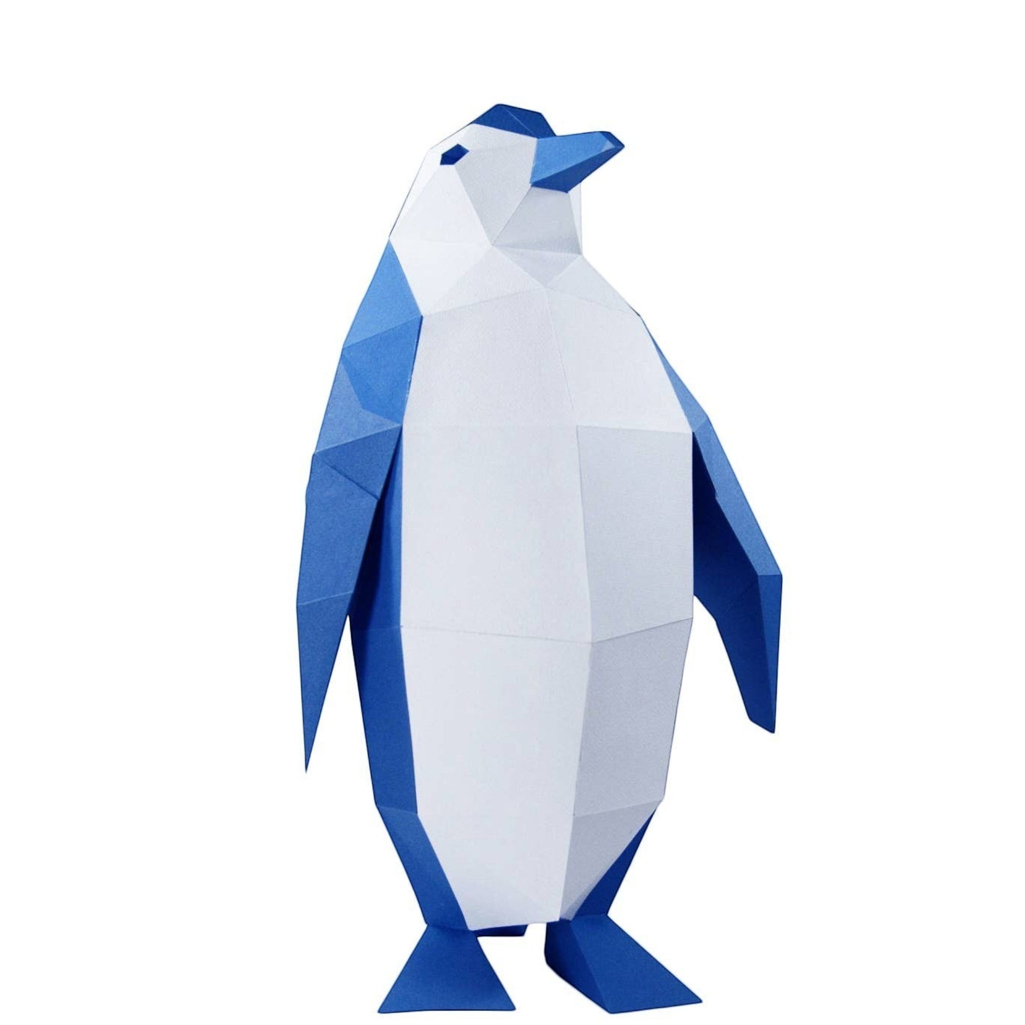 Penguroo® Gifts Inc. blue and white geometric penguin sculpture, modern faceted design.