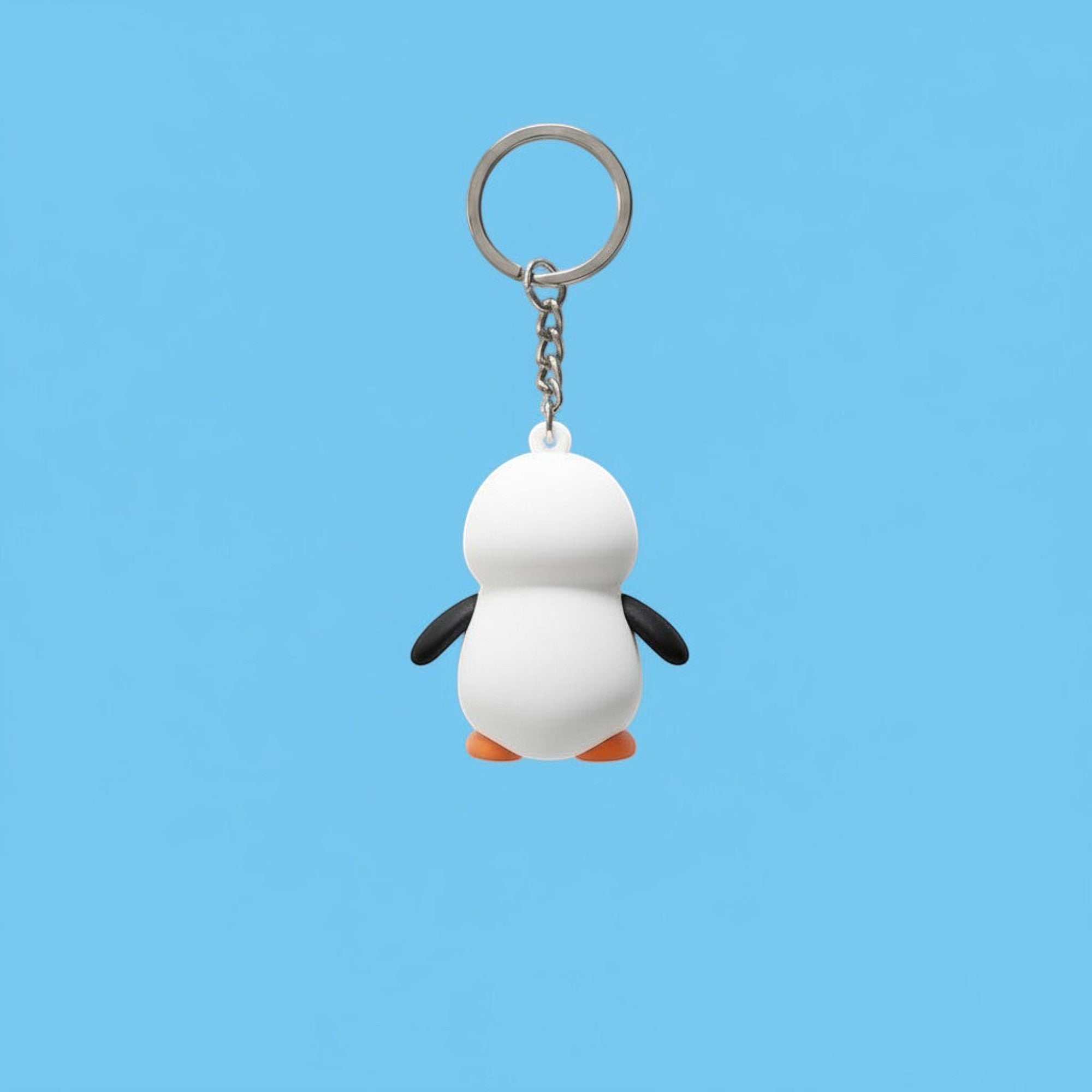 Penguroo® Gifts Inc. white and black penguin charm keychain with orange feet, 1.75 inches.