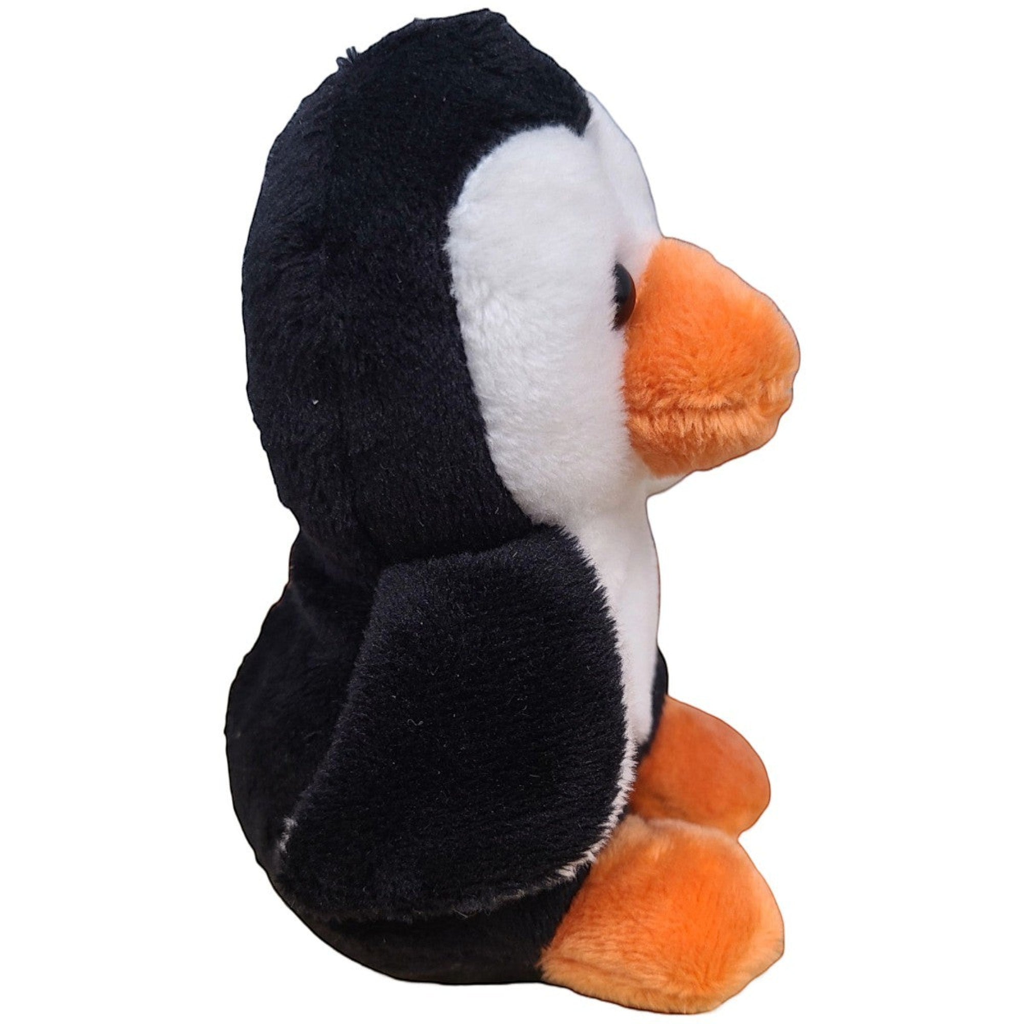 Penguroo® Gifts Inc. black and white plush penguin with orange beak and feet, soft huggable material.