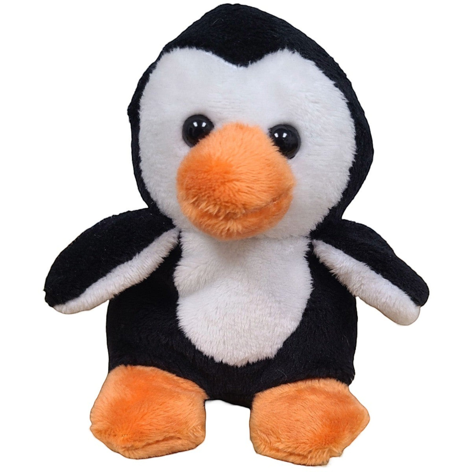 Penguroo® Gifts Inc. black and white plush penguin with orange beak and feet, soft huggable material.
