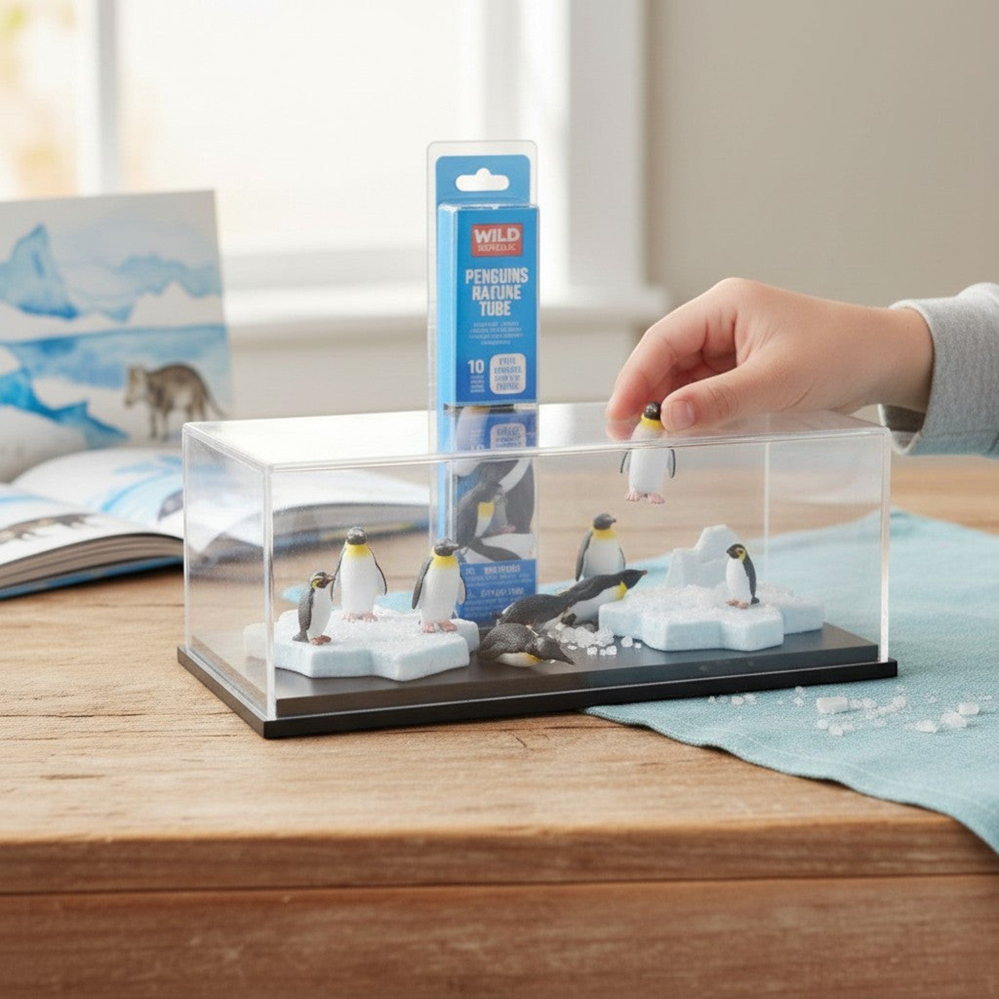 Penguroo® Gifts Inc. Penguins Nature Tube animal figurines, 10 realistic penguin figures for imaginative play and education.