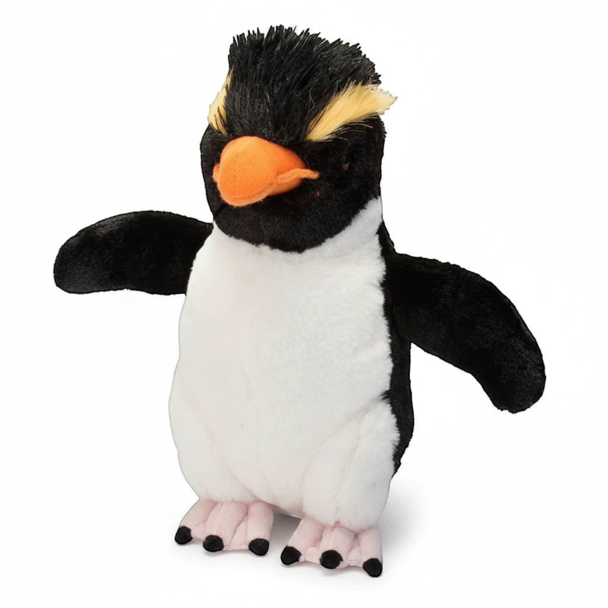 Penguroo® Gifts Inc. plush penguin stuffed animal toy with black and white body, orange beak, and yellow crest.