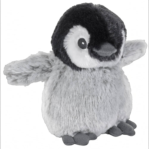 Penguroo® Gifts Inc. plush penguin stuffed animal toy, black and white with grey belly, soft fuzzy texture, outstretched wings.